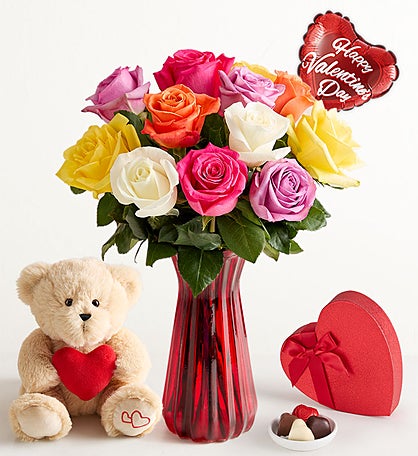 One Dozen Assorted Roses for Romance