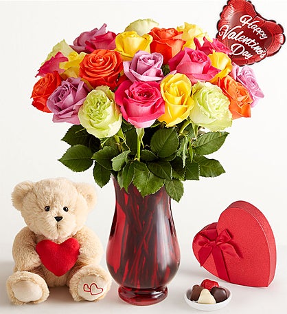 Two Dozen Assorted Roses for Romance