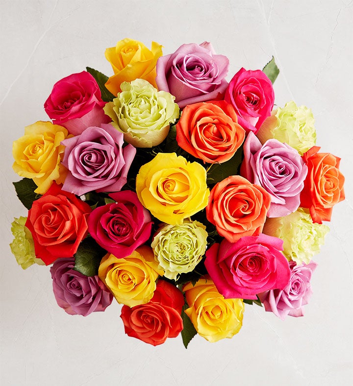 Two Dozen Assorted Roses for Romance