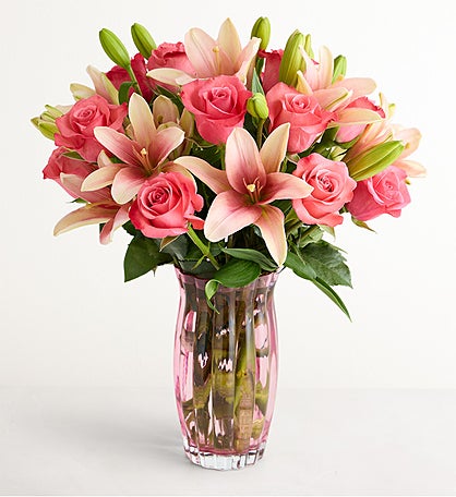 Pink Rose & Lily Bouquet for Mother's Day
