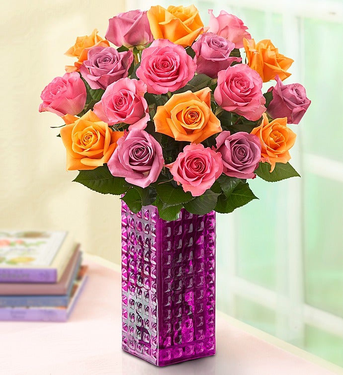 Sorbet Roses, Buy 12, Get 6 Free + Free Clear Vase