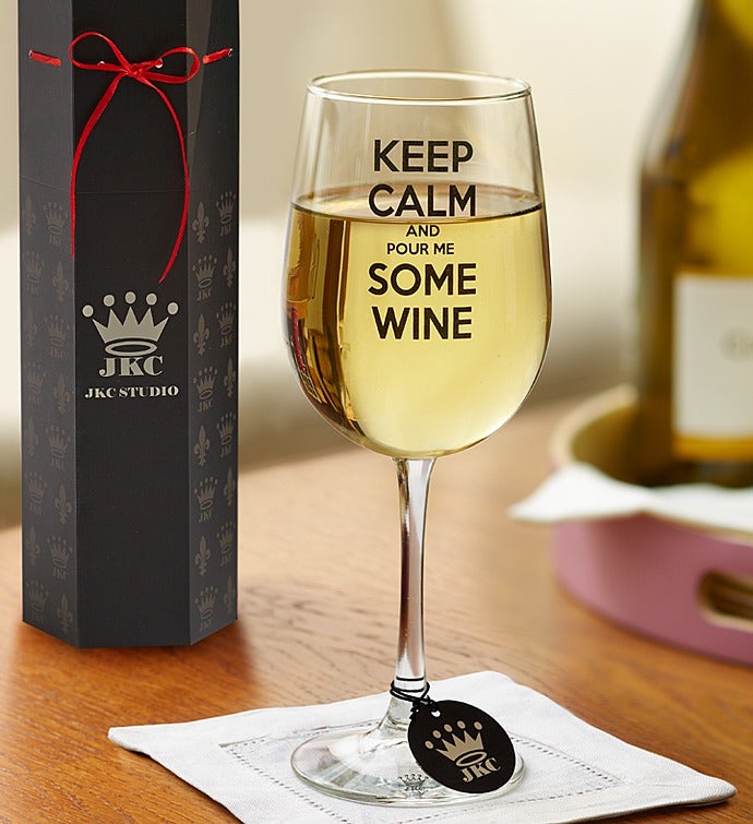 Keep Calm and Pour Me Some Wine Wineglass