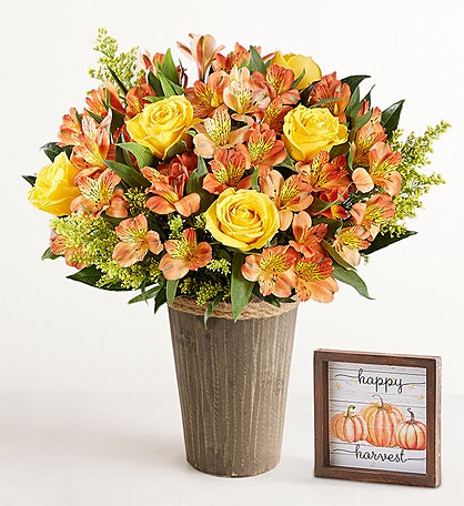 Fall Rose & Peruvian Lily Bouquet