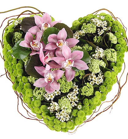 Funeral Heart Orchids & Mums