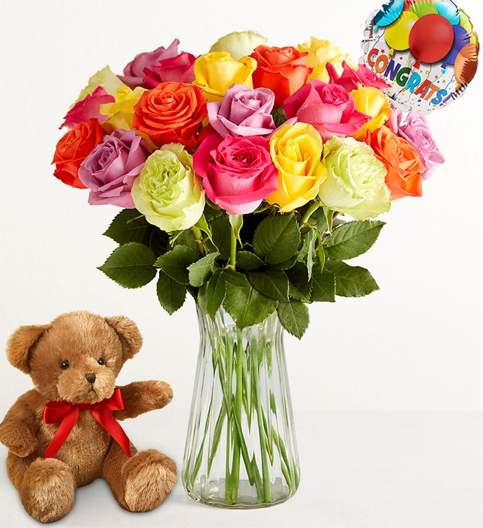 Congratulations Assorted Roses, 12-24 Stems
