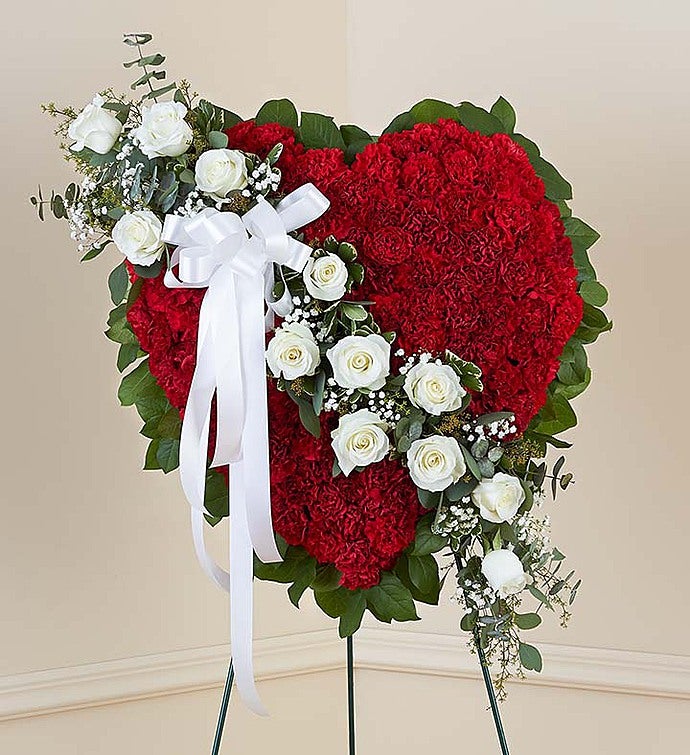 Always Remember™ Floral Heart Tribute Red with White Roses