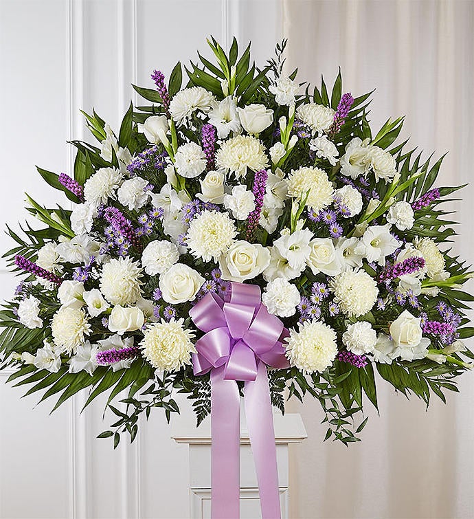 Heartfelt Sympathies Lavender & White Standing Basket