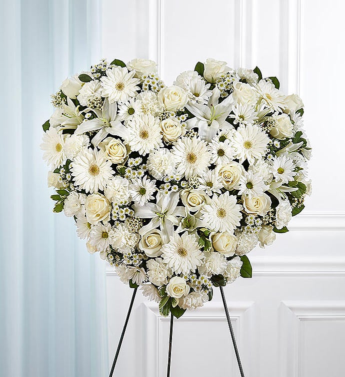 Always Remember TM  Floral Heart Tribute   Solid White