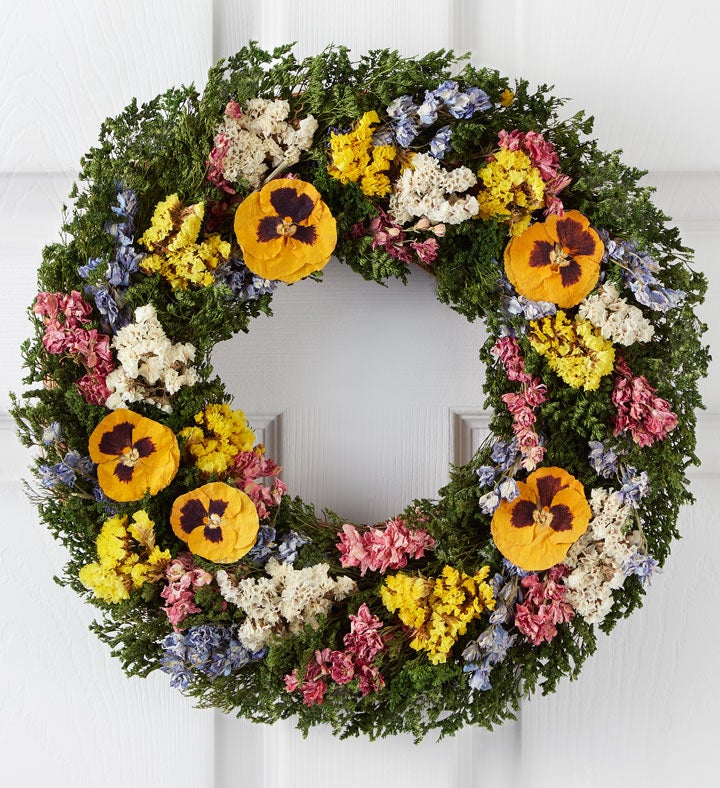 Preserved Pansy Wreath   16"