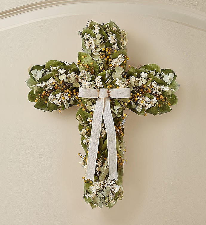 Preserved Cross Wreath for Sympathy