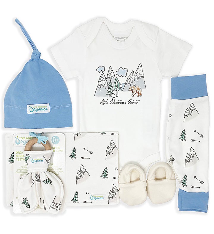 Mountains and Bear “Little Adventures Await” Gift Basket