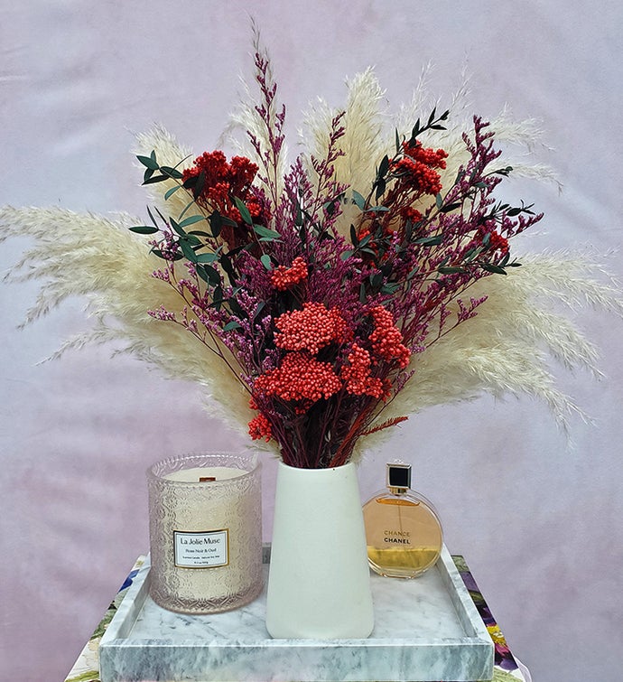 The Berrymore Dried Floral Bouquet with Vase