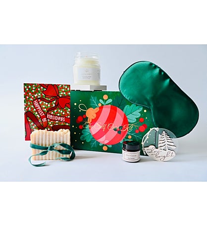 All Is Calm Christmas Gift Box, Green Sleep Mask