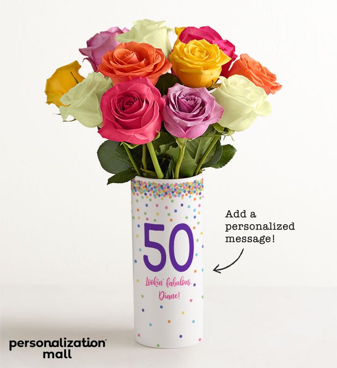 Milestone Celebrations Bouquet with Personalized Vase