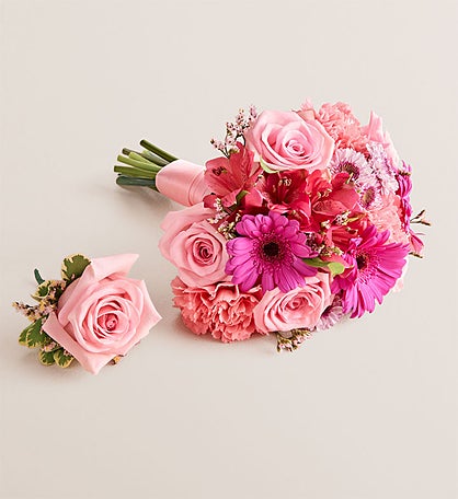 Prom Bouquet and Boutonniere - Pink