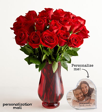 Forever Us Bouquet with Personalized Photo Heart Keepsake