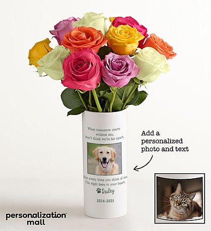 Pet Memorial Bouquet with Personalized Photo Vase