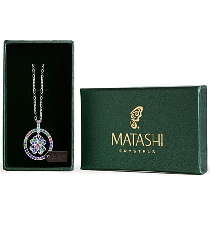 Matashi Rhodium Plated Necklace With Four Leaf Clover Pendant
