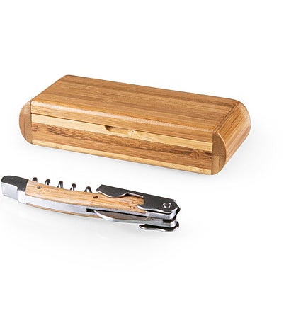 Elan Deluxe Corkscrew In Bamboo Box, Bamboo