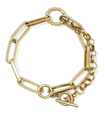 Gold Mixed Chain Toggle Bracelet