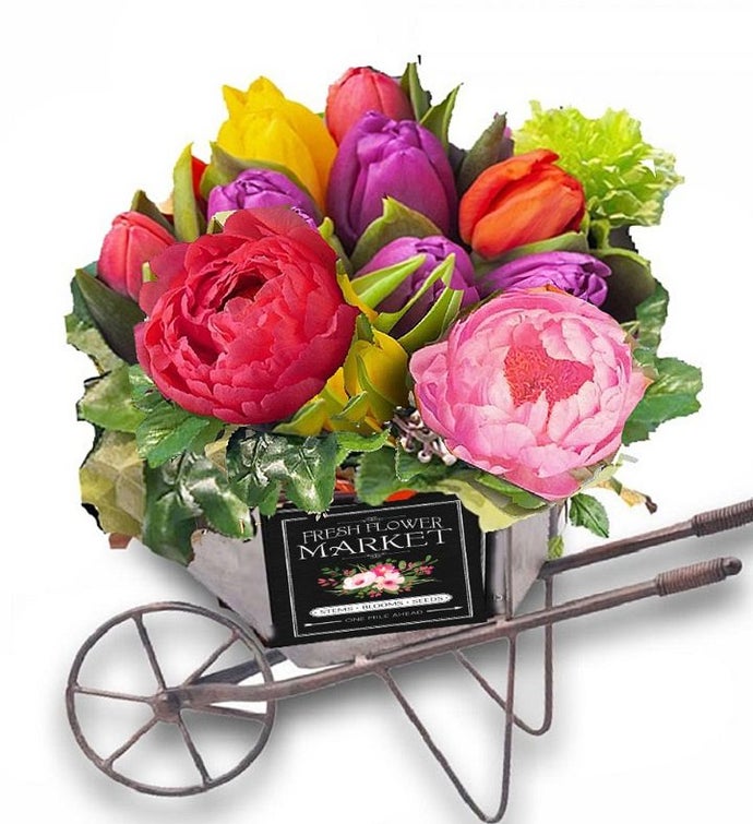 Spring Tulip Market Wheelbarrow Soap Flowers