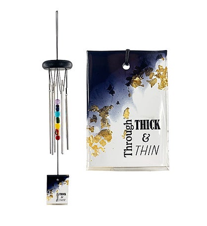 Friendship "Through Thick And Thin" Colored Stone Silver Wind Chime Gift