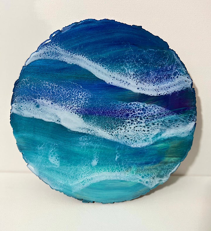 Hand painted Seascape Lazy Susan   15” Round