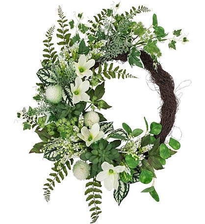 Hellebores And Ivy Artificial Spring Floral Wreath 24-inch