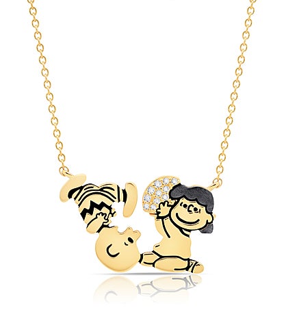 Charlie Brown & Lucy Football Necklace Finished In 18kt Yellow Gold