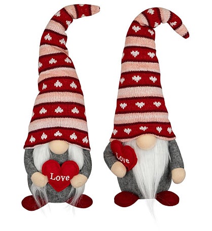 Girl And Boy Gnome "love" Heart Valentine's Day Figures -15" - Set Of 2