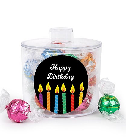 Birthday Candles Canister Filled with Lindor Truffles by Lindt Gift