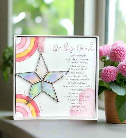 Little Star: Baby Girl Gift Handmade Stained Glass Star