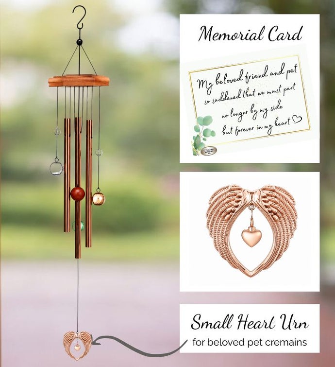 Pet Sympathy Gift Cremation Wind Chime With Memorial Heart Urn For Ashes