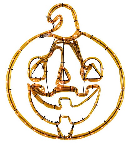 18" Orange Jack O Lantern 4 Function Led Halloween Window Silhouette