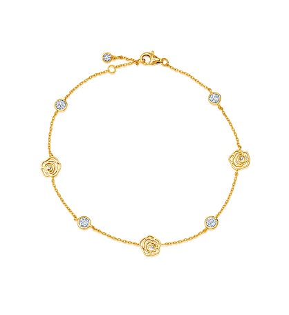 Crislu Rose Bezel Set Station Anklet