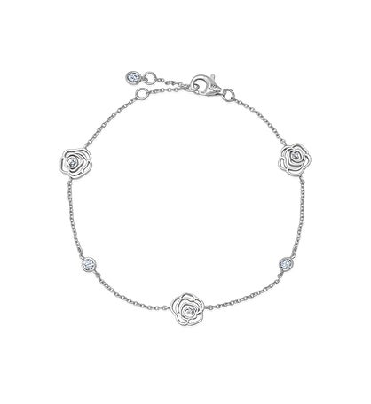 Crislu Rose Bezel Set Station Bracelet