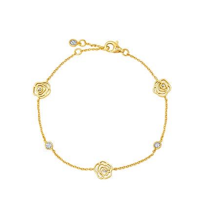 Crislu Rose Bezel Set Station Bracelet