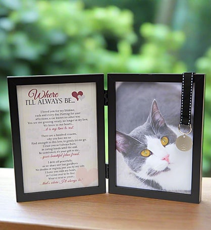 Where I’ll Always Be Cat Memorial Frame – Pet Loss Gift With Poem And Charm