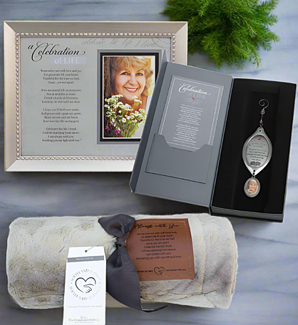 Celebration Of Life Memorial Gift Set – Ornament, Frame And Comfort Blanket