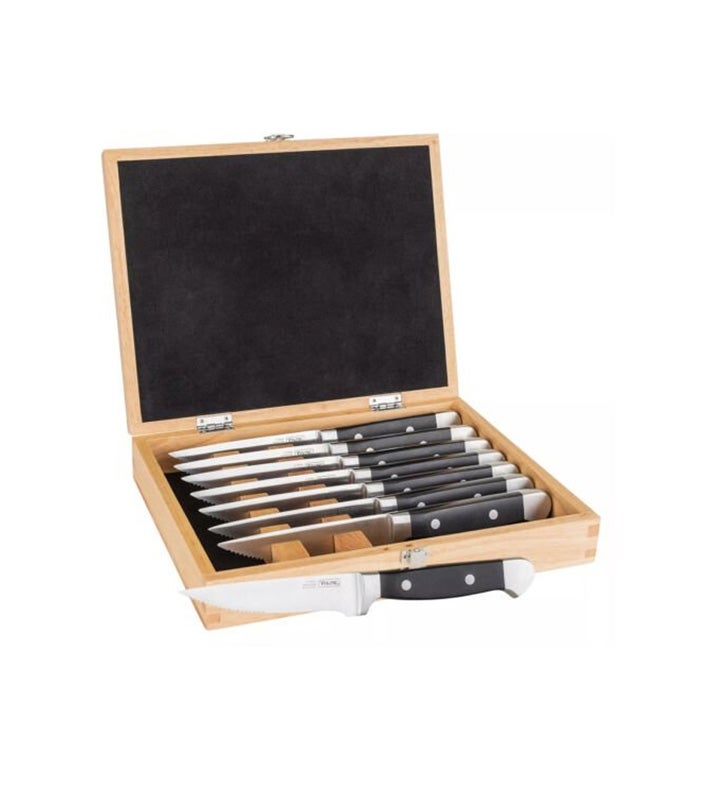 Viking 8 Piece Steakhouse Steak Knife Set With Storage Box Black