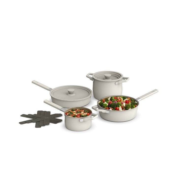 Bella 9 Piece Store More Cookware Set Oatmilk