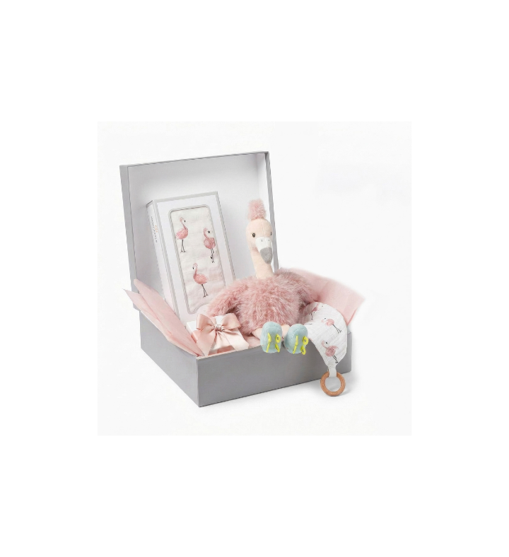 Gift Set Dancing Flamingo Swaddle, Teether And Plush Toy