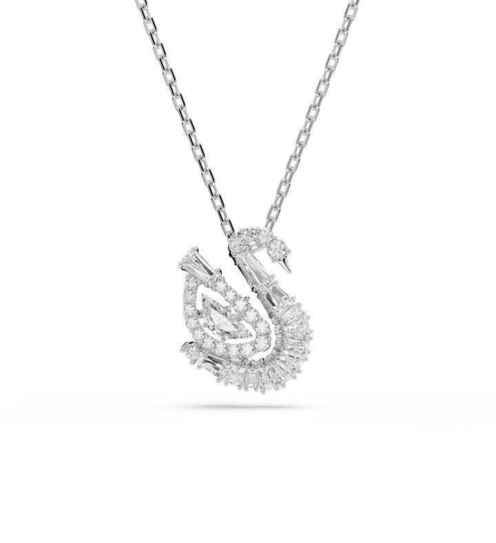 Swan Pendant, Mixed Cuts, Swan, White