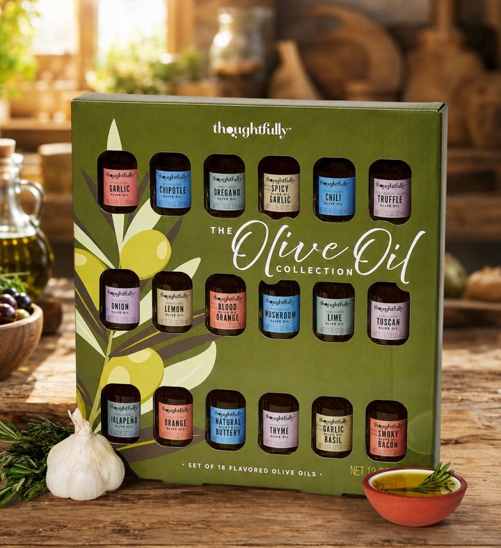 Thoughtfully Olive Oil Sampler Set 18 Flavored Extra Virgin Olive Oils