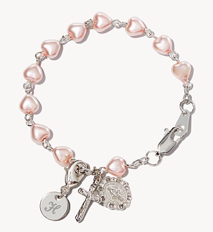 Precious Heart Rosary Engraved Monogram Bracelet