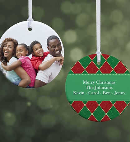 Christmas Argyle Personalized Photo Ornament