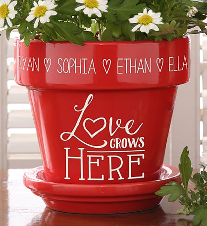 Love Grows Here Personalized Flower Pot