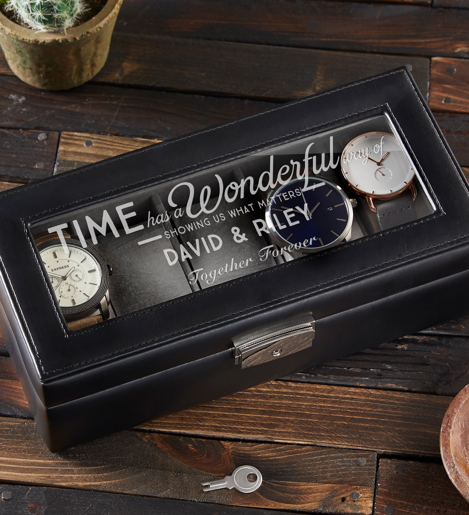 Timeless Message Personalized Vegan Leather Watch Box