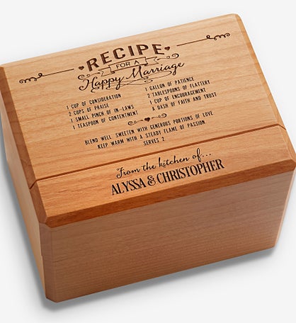 Recipe For A Happy Marriage Personalized Recipe Box