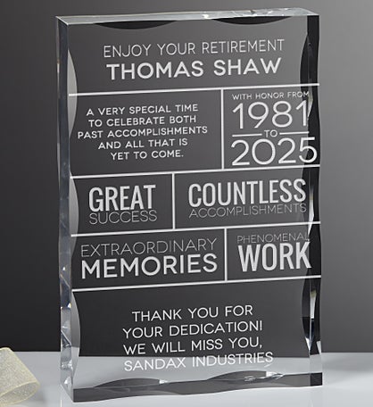 Retirement Wishes Personalized Keepsake Block